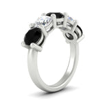 Load image into Gallery viewer, 4-carat-round-diamond-and-black-diamond-anniversary-wedding-band-in-white-gold-FDENS141ROBGBLACKANGLE2-4.00CT-NL-WG
