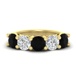 Load image into Gallery viewer, 4-carat-round-diamond-and-black-diamond-anniversary-wedding-band-in-yellow-gold-FDENS141ROBGBLACK-4.00CT-NL-YG
