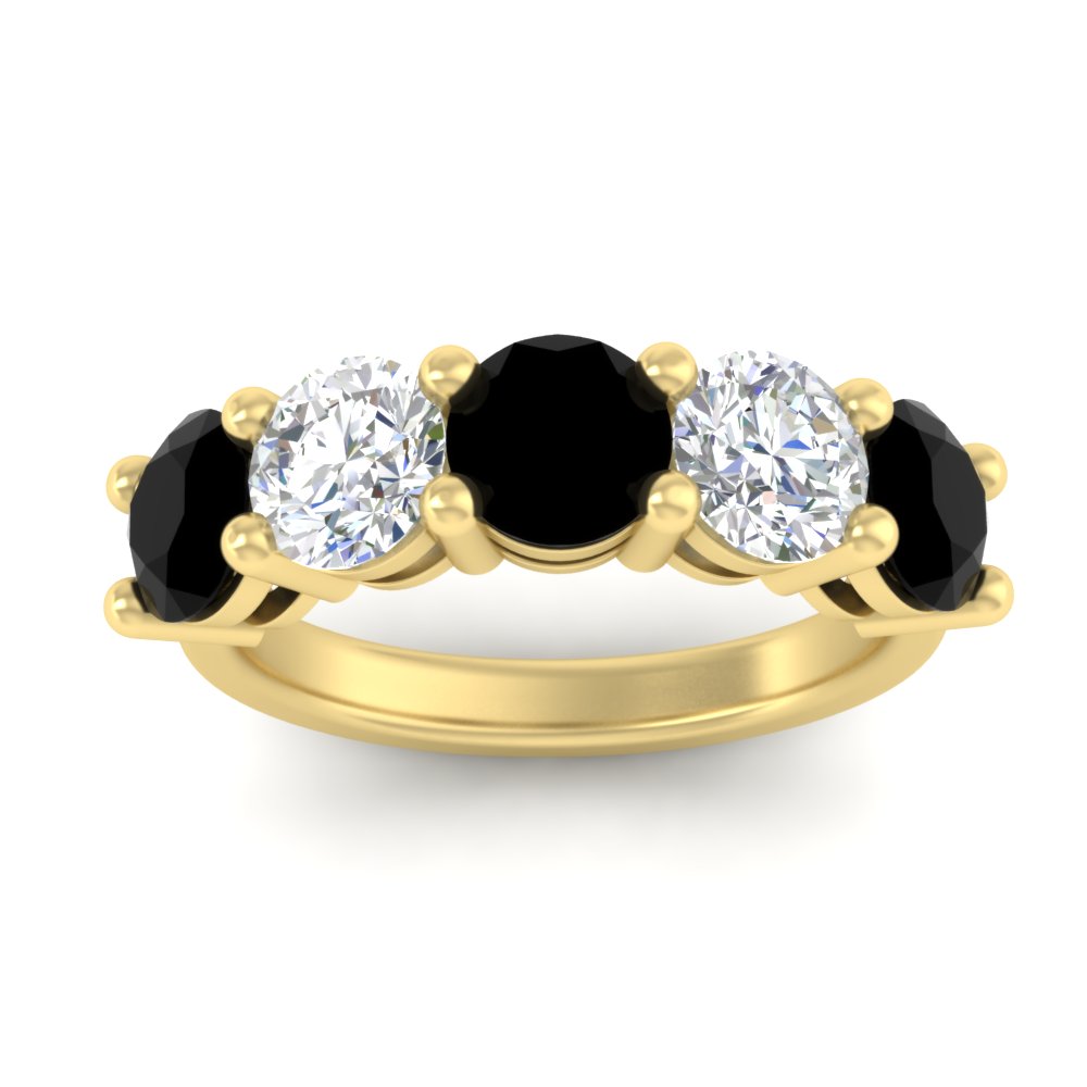 4-carat-round-diamond-and-black-diamond-anniversary-wedding-band-in-yellow-gold-FDENS141ROBGBLACKANGLE5-4.00CT-NL-YG