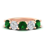 Load image into Gallery viewer, 4-carat-round-diamond-and-emerald-anniversary-wedding-band-in-rose-gold-FDENS141ROBGEMGR-4.00CT-NL-RG
