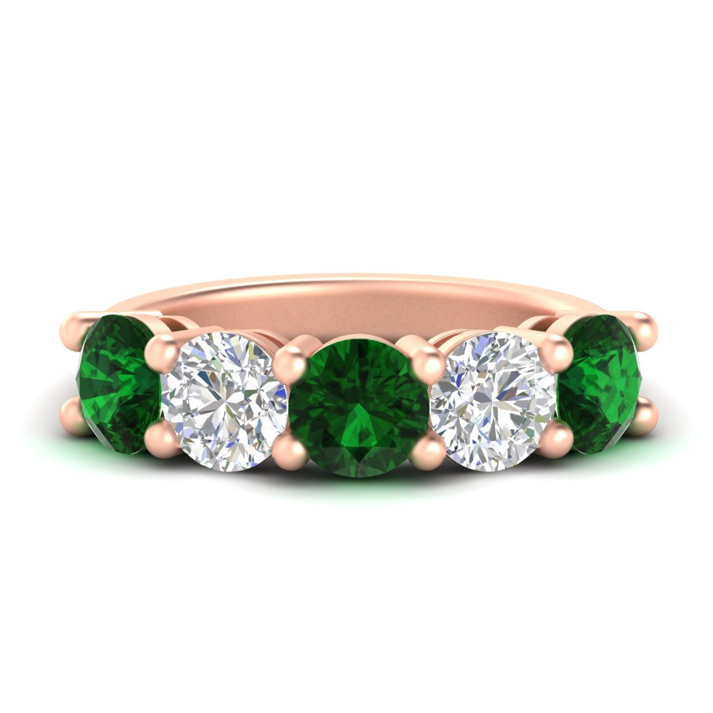 4-carat-round-diamond-and-emerald-anniversary-wedding-band-in-rose-gold-FDENS141ROBGEMGR-4.00CT-NL-RG