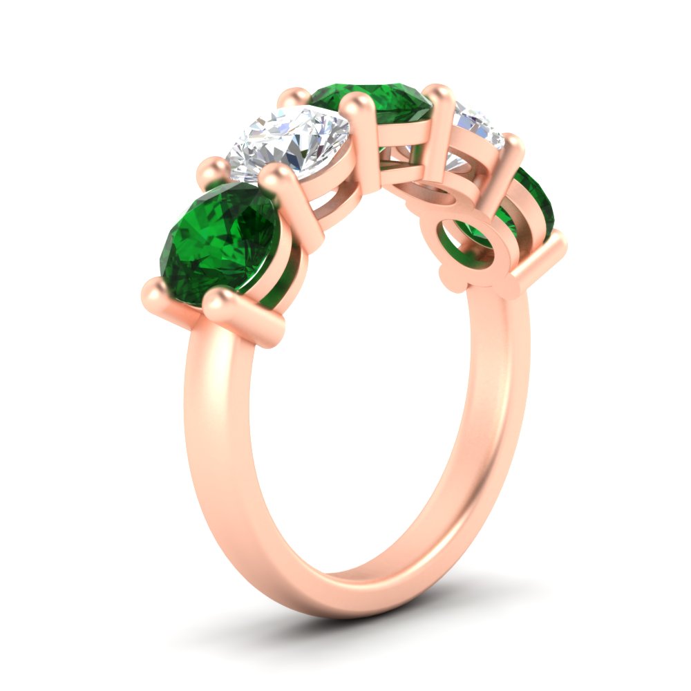 4-carat-round-diamond-and-emerald-anniversary-wedding-band-in-rose-gold-FDENS141ROBGEMGRANGLE2-4.00CT-NL-RG