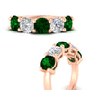 Load image into Gallery viewer, 4-carat-round-diamond-and-emerald-anniversary-wedding-band-in-rose-gold-FDENS141ROBGEMGRANGLE3-4.00CT-NL-RG