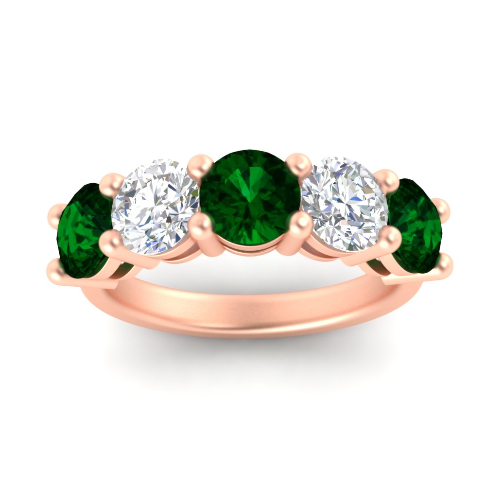 4-carat-round-diamond-and-emerald-anniversary-wedding-band-in-rose-gold-FDENS141ROBGEMGRANGLE5-4.00CT-NL-RG