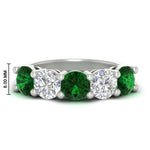 Load image into Gallery viewer, 4-carat-round-diamond-and-emerald-anniversary-wedding-band-in-white-gold-FDENS141ROBGEMGR-4.00CT-NL-WG-HW
