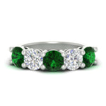 Load image into Gallery viewer, 4-carat-round-diamond-and-emerald-anniversary-wedding-band-in-white-gold-FDENS141ROBGEMGR-4.00CT-NL-WG

