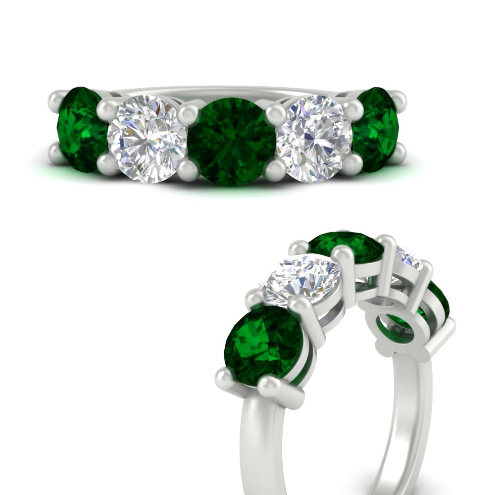 4-carat-round-diamond-and-emerald-anniversary-wedding-band-in-white-gold-FDENS141ROBGEMGRANGLE3-4.00CT-NL-WG