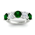 Load image into Gallery viewer, 4-carat-round-diamond-and-emerald-anniversary-wedding-band-in-white-gold-FDENS141ROBGEMGRANGLE5-4.00CT-NL-WG
