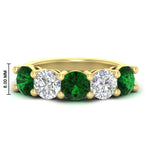 Load image into Gallery viewer, 4-carat-round-diamond-and-emerald-anniversary-wedding-band-in-yellow-gold-FDENS141ROBGEMGR-4.00CT-NL-YG-HW
