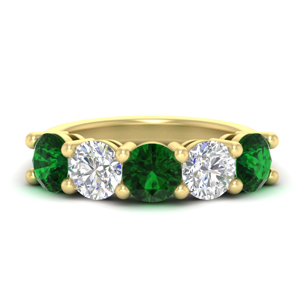 4-carat-round-diamond-and-emerald-anniversary-wedding-band-in-yellow-gold-FDENS141ROBGEMGR-4.00CT-NL-YG