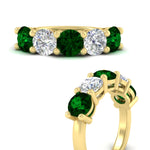Load image into Gallery viewer, 4-carat-round-diamond-and-emerald-anniversary-wedding-band-in-yellow-gold-FDENS141ROBGEMGRANGLE3-4.00CT-NL-YG
