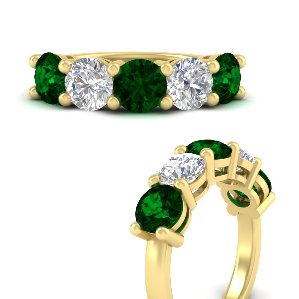 4-carat-round-diamond-and-emerald-anniversary-wedding-band-in-yellow-gold-FDENS141ROBGEMGRANGLE3-4.00CT-NL-YG