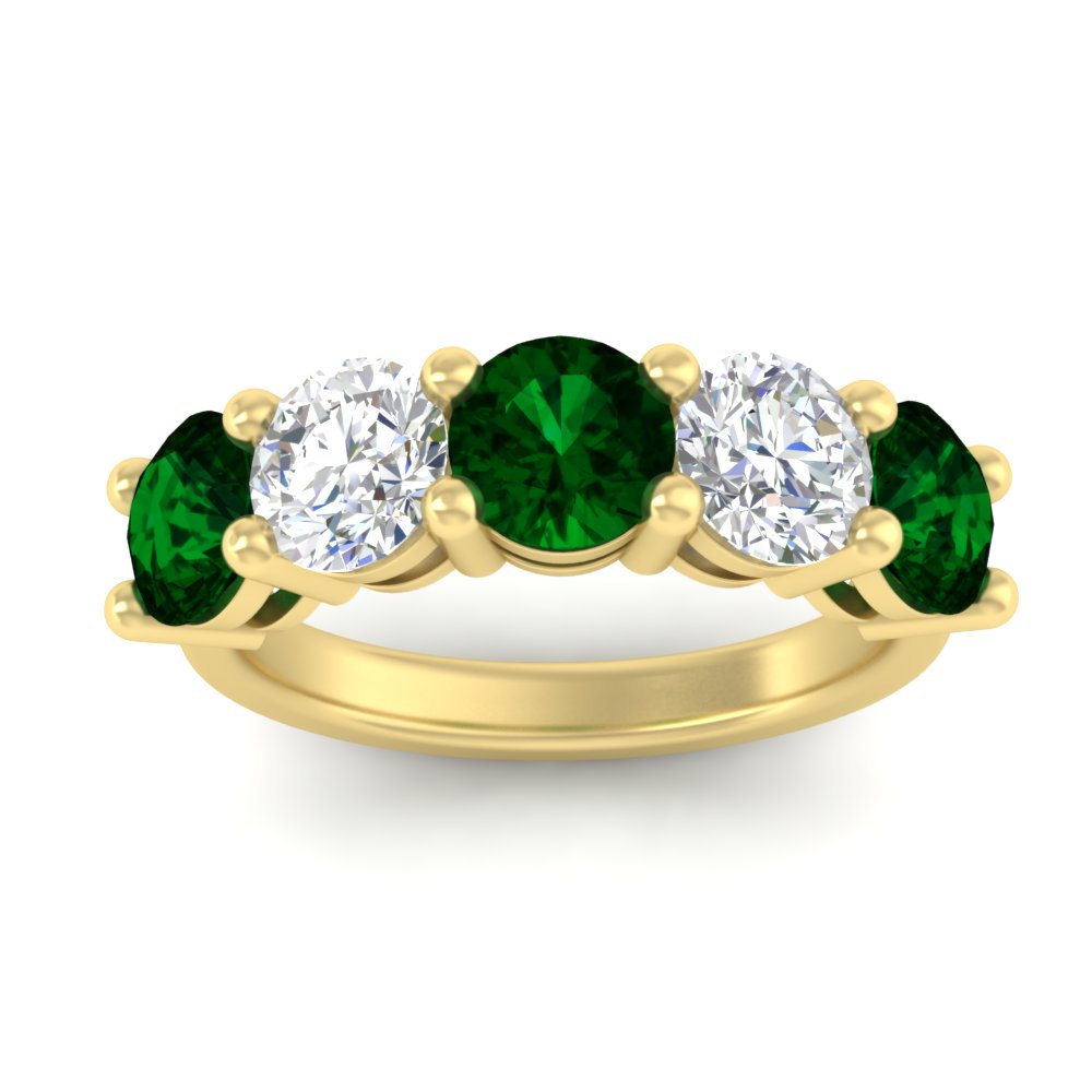 4-carat-round-diamond-and-emerald-anniversary-wedding-band-in-yellow-gold-FDENS141ROBGEMGRANGLE5-4.00CT-NL-YG