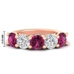 Load image into Gallery viewer, 4-carat-round-diamond-and-pink-sapphire-anniversary-wedding-band-in-rose-gold-FDENS141ROBGSADRPI-4.00CT-NL-RG-HW

