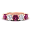 Load image into Gallery viewer, 4-carat-round-diamond-and-pink-sapphire-anniversary-wedding-band-in-rose-gold-FDENS141ROBGSADRPI-4.00CT-NL-RG