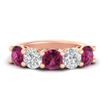 Load image into Gallery viewer, 4-carat-round-diamond-and-pink-sapphire-anniversary-wedding-band-in-rose-gold-FDENS141ROBGSADRPI-4.00CT-NL-RG
