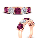 Load image into Gallery viewer, 4-carat-round-diamond-and-pink-sapphire-anniversary-wedding-band-in-rose-gold-FDENS141ROBGSADRPIANGLE3-4.00CT-NL-RG
