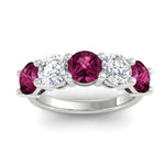 Load image into Gallery viewer, 4-carat-round-diamond-and-pink-sapphire-anniversary-wedding-band-in-white-gold-FDENS141ROBGSADRPIANGLE5-4.00CT-NL-WG
