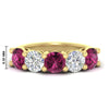 Load image into Gallery viewer, 4-carat-round-diamond-and-pink-sapphire-anniversary-wedding-band-in-yellow-gold-FDENS141ROBGSADRPI-4.00CT-NL-YG-HW