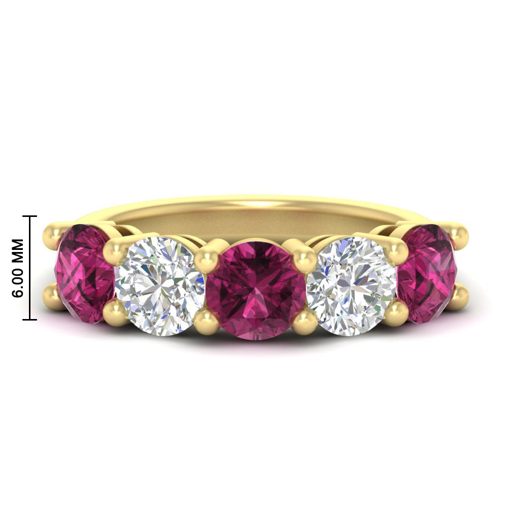 4-carat-round-diamond-and-pink-sapphire-anniversary-wedding-band-in-yellow-gold-FDENS141ROBGSADRPI-4.00CT-NL-YG-HW