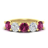 Load image into Gallery viewer, 4-carat-round-diamond-and-pink-sapphire-anniversary-wedding-band-in-yellow-gold-FDENS141ROBGSADRPI-4.00CT-NL-YG