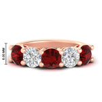 Load image into Gallery viewer, 4-carat-round-diamond-and-ruby-anniversary-wedding-band-in-rose-gold-FDENS141ROBGRUDR-4.00CT-NL-RG-HW
