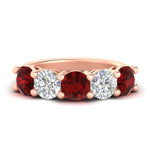 Load image into Gallery viewer, 4-carat-round-diamond-and-ruby-anniversary-wedding-band-in-rose-gold-FDENS141ROBGRUDR-4.00CT-NL-RG
