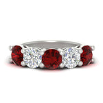 Load image into Gallery viewer, 4-carat-round-diamond-and-ruby-anniversary-wedding-band-in-white-gold-FDENS141ROBGRUDR-4.00CT-NL-WG
