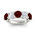 Load image into Gallery viewer, 4-carat-round-diamond-and-ruby-anniversary-wedding-band-in-white-gold-FDENS141ROBGRUDRANGLE5-4.00CT-NL-WG
