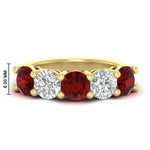 Load image into Gallery viewer, 4-carat-round-diamond-and-ruby-anniversary-wedding-band-in-yellow-gold-FDENS141ROBGRUDR-4.00CT-NL-YG-HW
