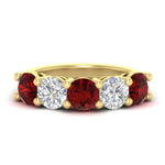 Load image into Gallery viewer, 4-carat-round-diamond-and-ruby-anniversary-wedding-band-in-yellow-gold-FDENS141ROBGRUDR-4.00CT-NL-YG
