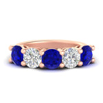 Load image into Gallery viewer, 4-carat-round-diamond-and-sapphire-anniversary-wedding-band-in-rose-gold-FDENS141ROBGSABL-4.00CT-NL-RG
