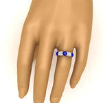 Load image into Gallery viewer, 4-carat-round-diamond-and-sapphire-anniversary-wedding-band-in-rose-gold-FDENS141ROBGSABLHAND-4.00CT-NL-RG
