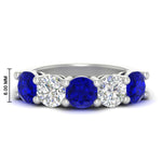 Load image into Gallery viewer, 4-carat-round-diamond-and-sapphire-anniversary-wedding-band-in-white-gold-FDENS141ROBGSABL-4.00CT-NL-WG-HW
