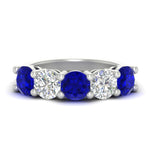 Load image into Gallery viewer, 4-carat-round-diamond-and-sapphire-anniversary-wedding-band-in-white-gold-FDENS141ROBGSABL-4.00CT-NL-WG
