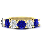 Load image into Gallery viewer, 4-carat-round-diamond-and-sapphire-anniversary-wedding-band-in-yellow-gold-FDENS141ROBGSABL-4.00CT-NL-YG-HW
