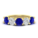 Load image into Gallery viewer, 4-carat-round-diamond-and-sapphire-anniversary-wedding-band-in-yellow-gold-FDENS141ROBGSABL-4.00CT-NL-YG
