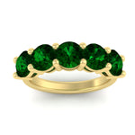 Load image into Gallery viewer, 4-carat-round-emerald-colored-anniversary-wedding-band-in-yellow-gold-FDENS141ROBGEMGRANGLE5-4.00CT-NL-YG-GS
