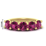 Load image into Gallery viewer, 4-carat-round-pink-sapphire-colored-anniversary-wedding-band-in-yellow-gold-FDENS141ROBGSADRPI-4.00CT-NL-YG-HW-GS

