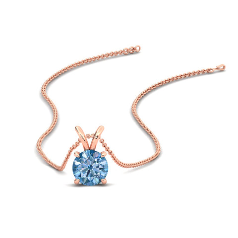 Fancy Lab Grown Round Colored Stone Diamond Pendant