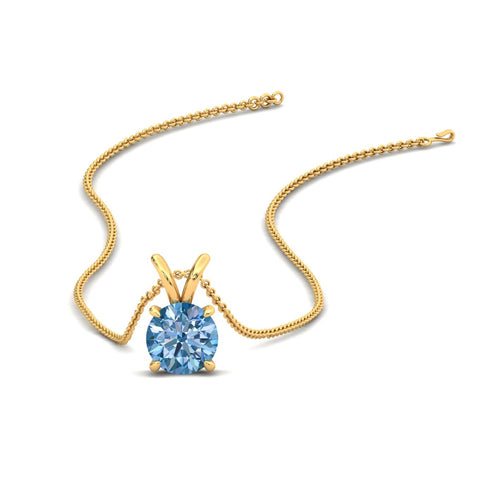 Fancy Lab Grown Round Colored Stone Diamond Pendant