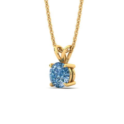 Fancy Lab Grown Round Colored Stone Diamond Pendant