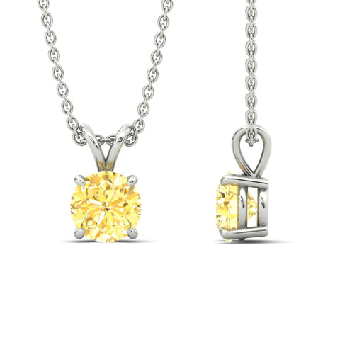 Fancy Lab Grown Round Colored Stone Diamond Pendant