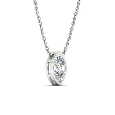 Marquise Cut Single Diamond Bezel Pendant Necklace