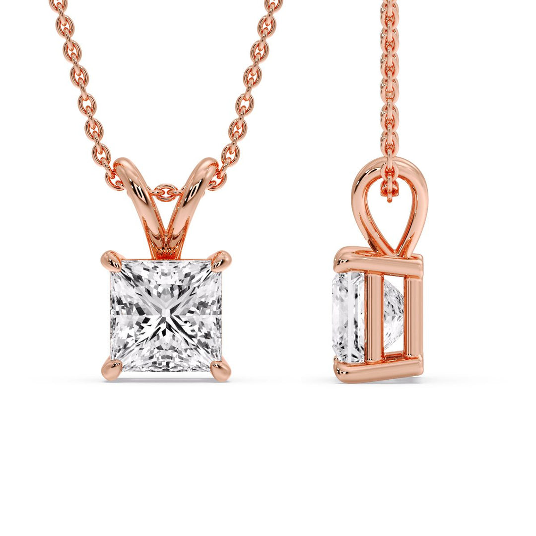 Princess Cut Solitaire Necklace