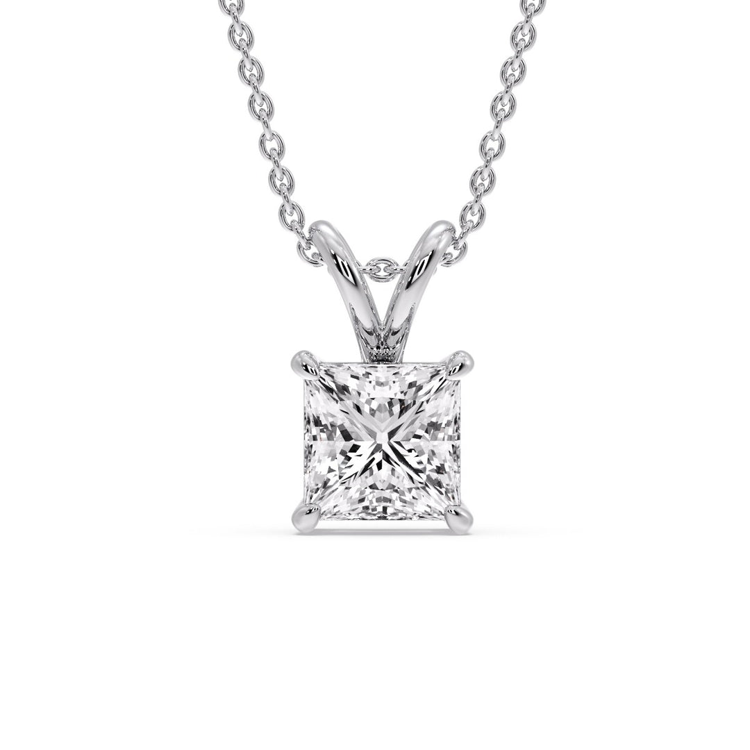 Princess Cut Solitaire Necklace