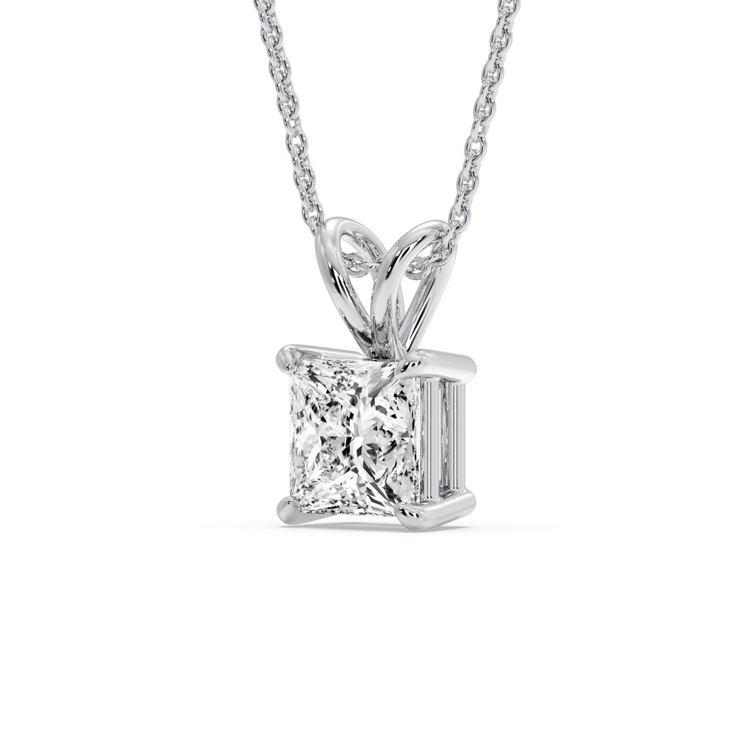 Princess Cut Solitaire Necklace