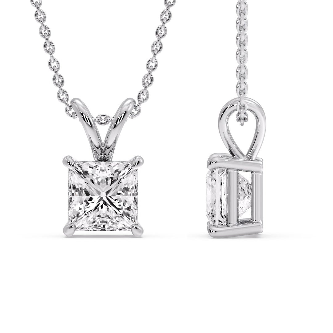 Princess Cut Solitaire Necklace