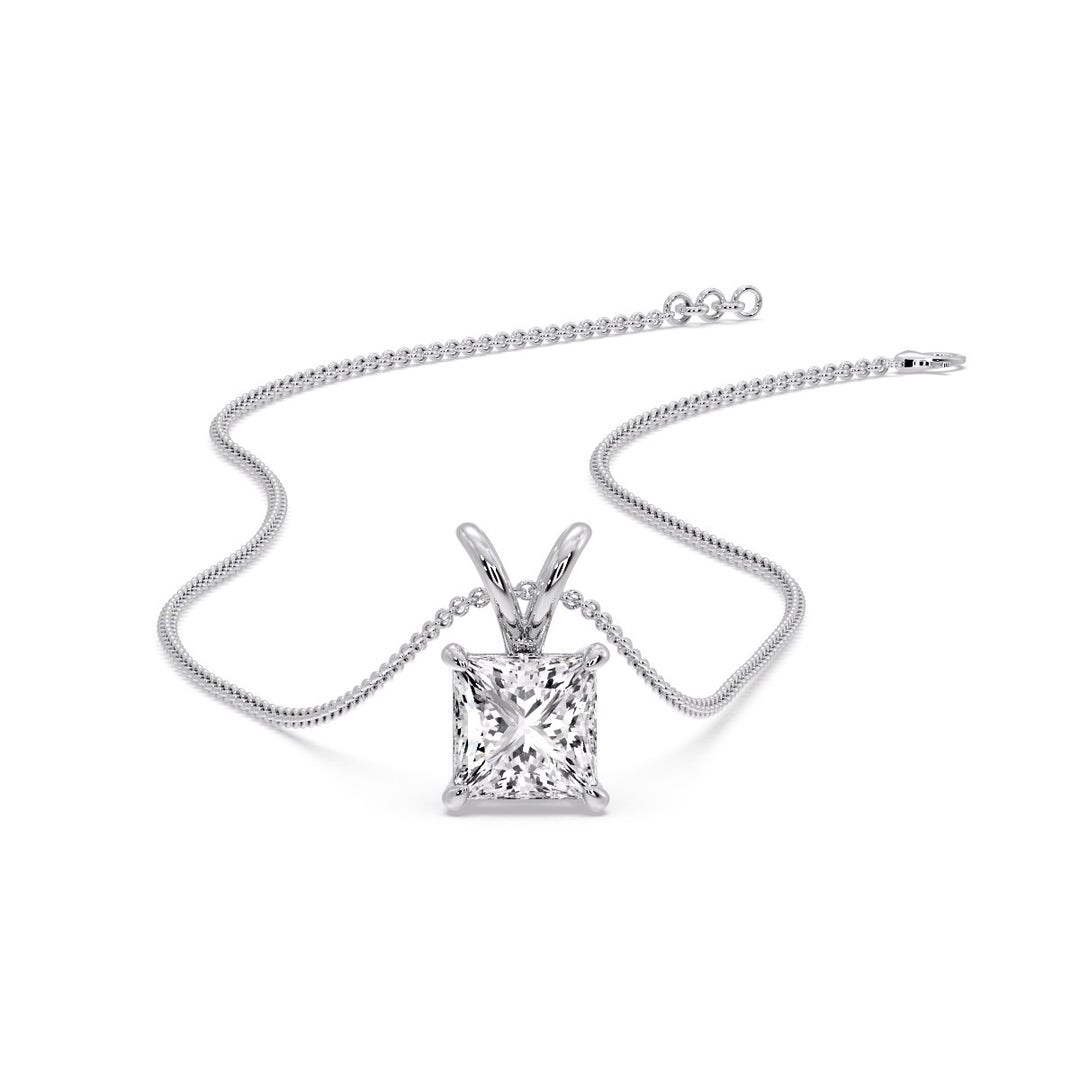 Princess Cut Solitaire Necklace