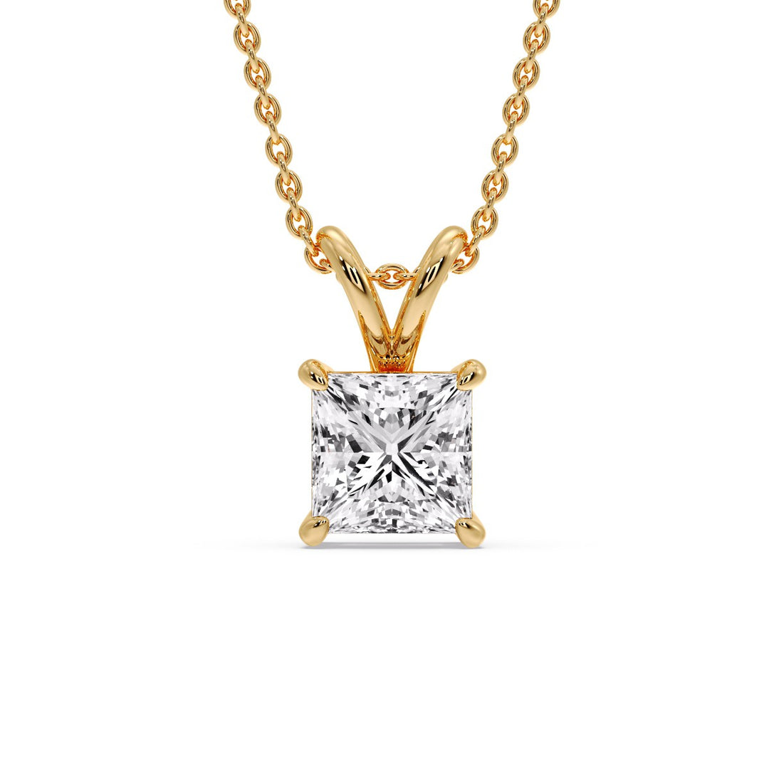Princess Cut Solitaire Necklace